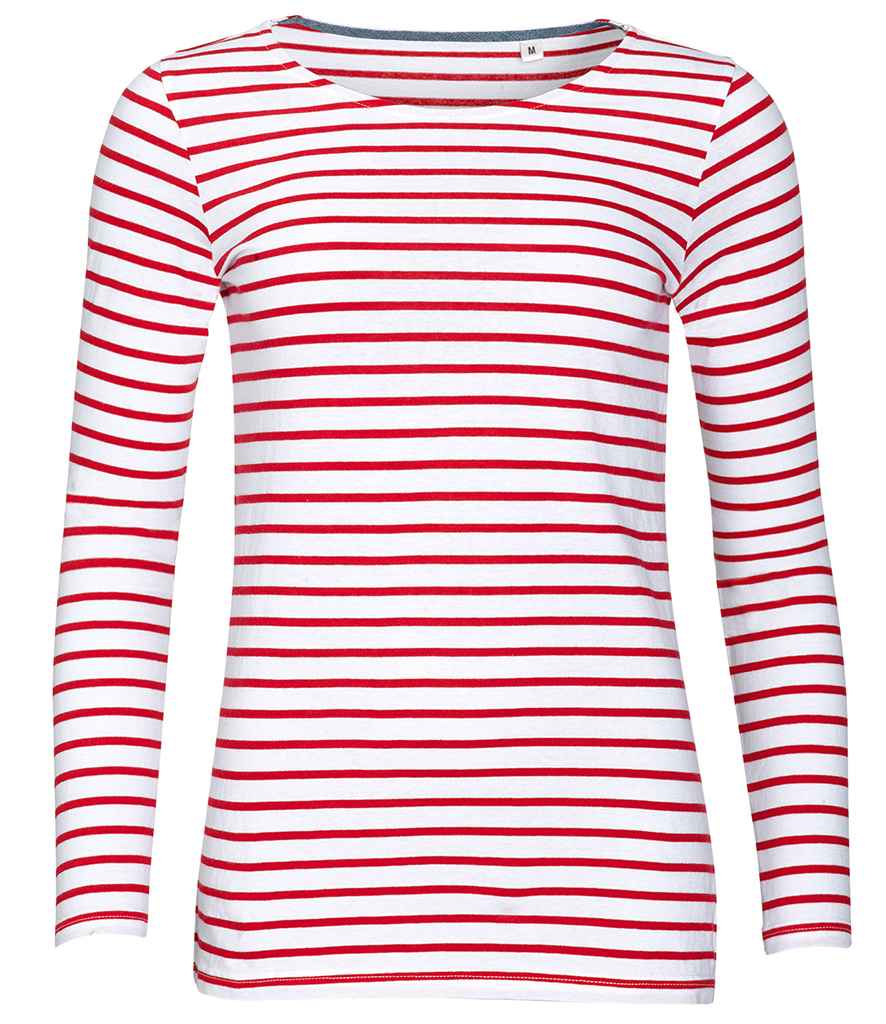 SOL'S Ladies Marine Long Sleeve Striped T-Shirt 01403