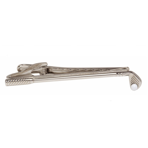 Golf Club & Ball Rhodium Plated Tie Clip by Dalaco