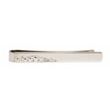 Half Engraved Leaf Design Rhodium Plated Tie Slide by Dalaco