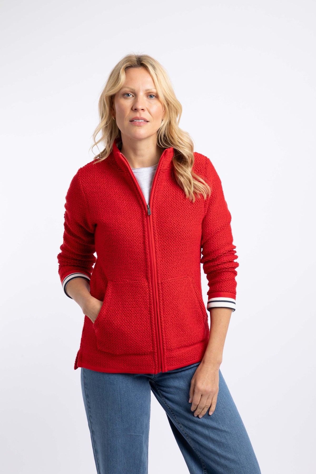 Weird Fish Sontee Full Zip Macaroni in Acer Red