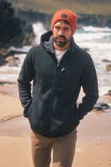 Weird Fish Lockie Full Zip Bonded Fleece Hoodie in Washed Black