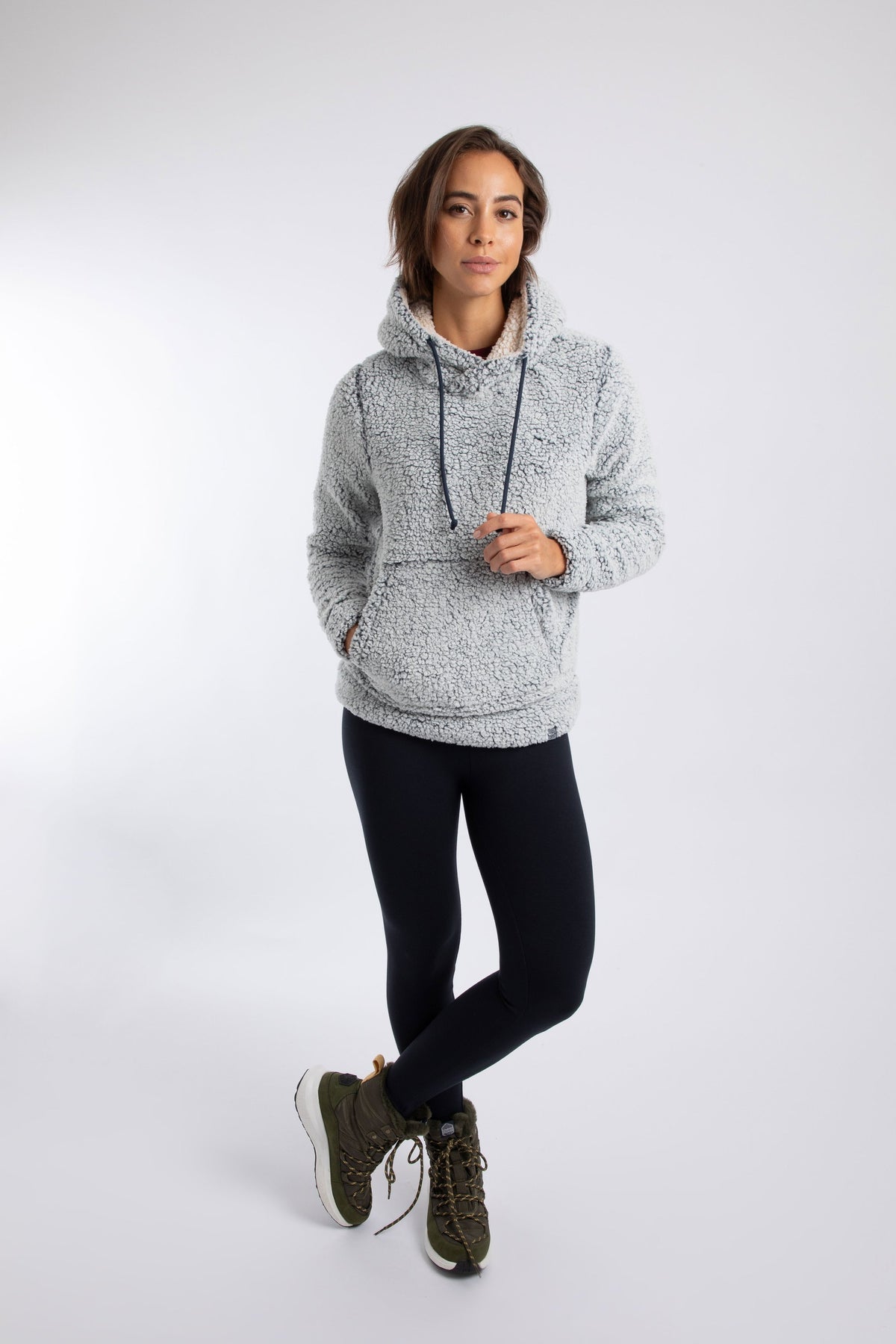 Weird Fish Yara Cosy Fleece Hoodie in Navy