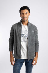 Weird Fish Merrill Full Zip Textured Fleece in Frost Grey