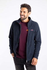 Weird Fish Merrill Full Zip Textured Fleece in Midnight