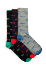 Weird Fish Ronan Branded Bones Sock 3 Pack in Multi