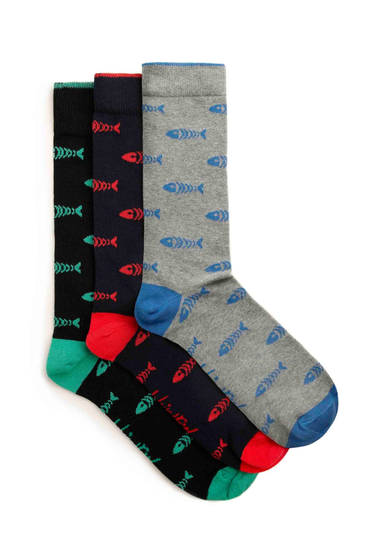 Weird Fish Ronan Branded Bones Sock 3 Pack in Multi
