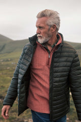 Weird Fish Longmont 1/4 Zip Stripe Grid Fleece in Nut