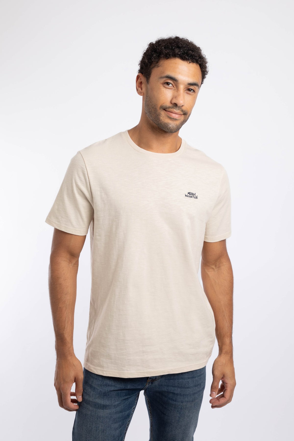 Weird Fish Fished Branded T-Shirt in Egg Shell