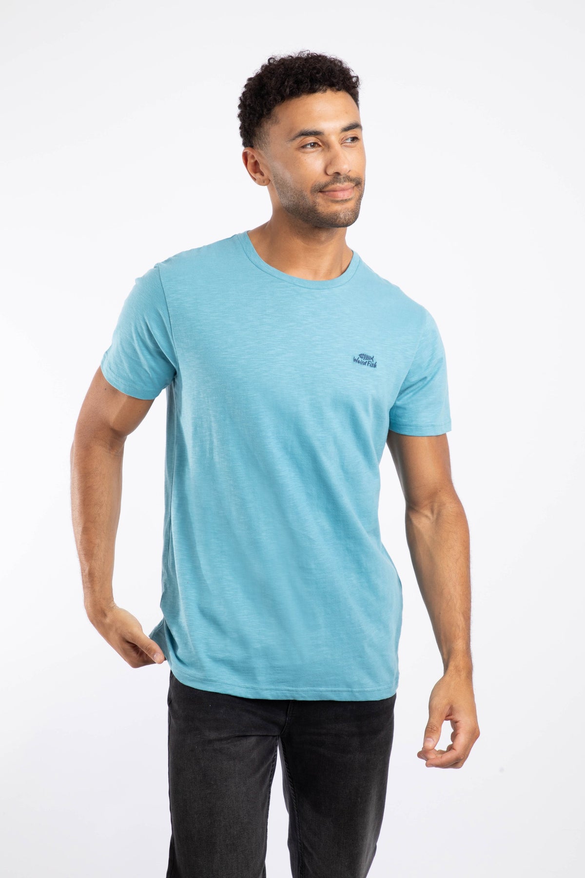 Weird Fish Fished Branded T-Shirt in Smoked Blue