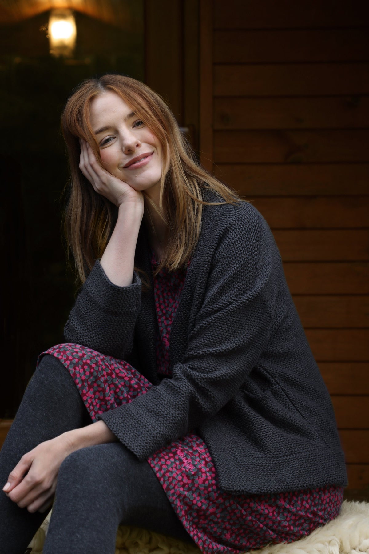 Weird Fish Santosh Macaroni Kimono Cardigan in Navy