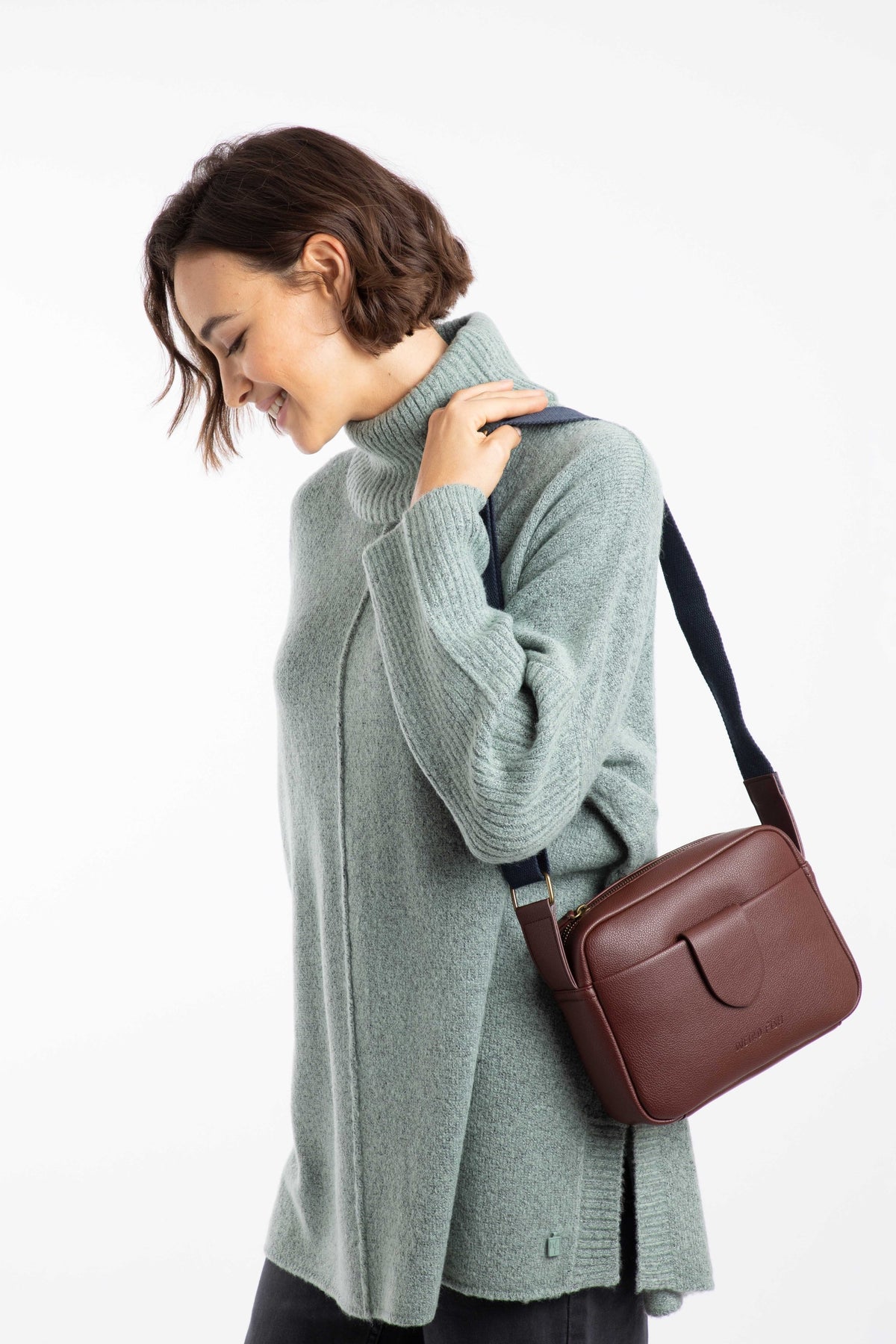 Weird Fish Dion Cross Body Bag in Bitter Chocolate