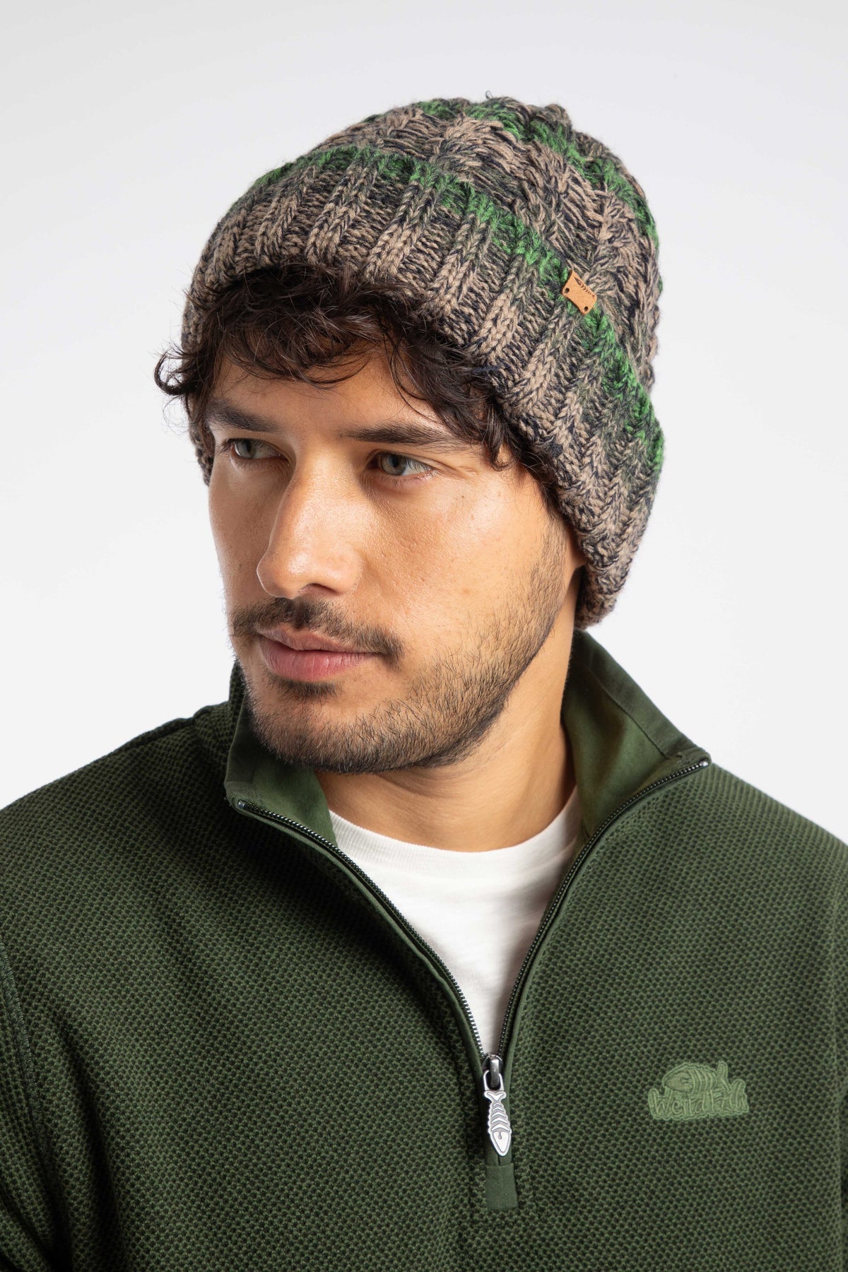 Weird Fish Exmouth Twisted Beanie Hat in Winter Green