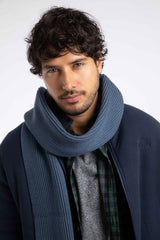Weird Fish Stornoway Ribbed Scarf in Ash Blue
