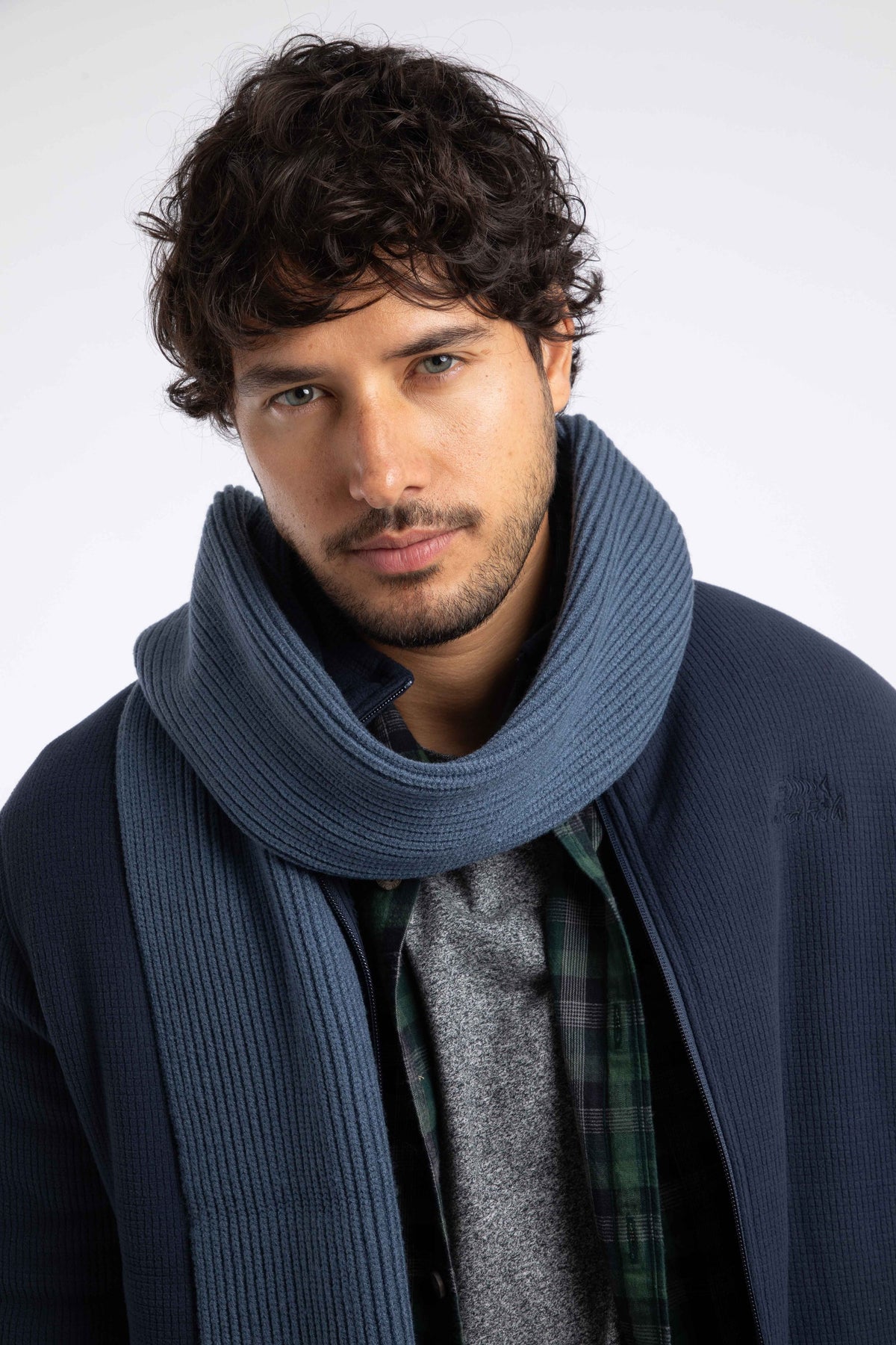 Weird Fish Stornoway Ribbed Scarf in Ash Blue