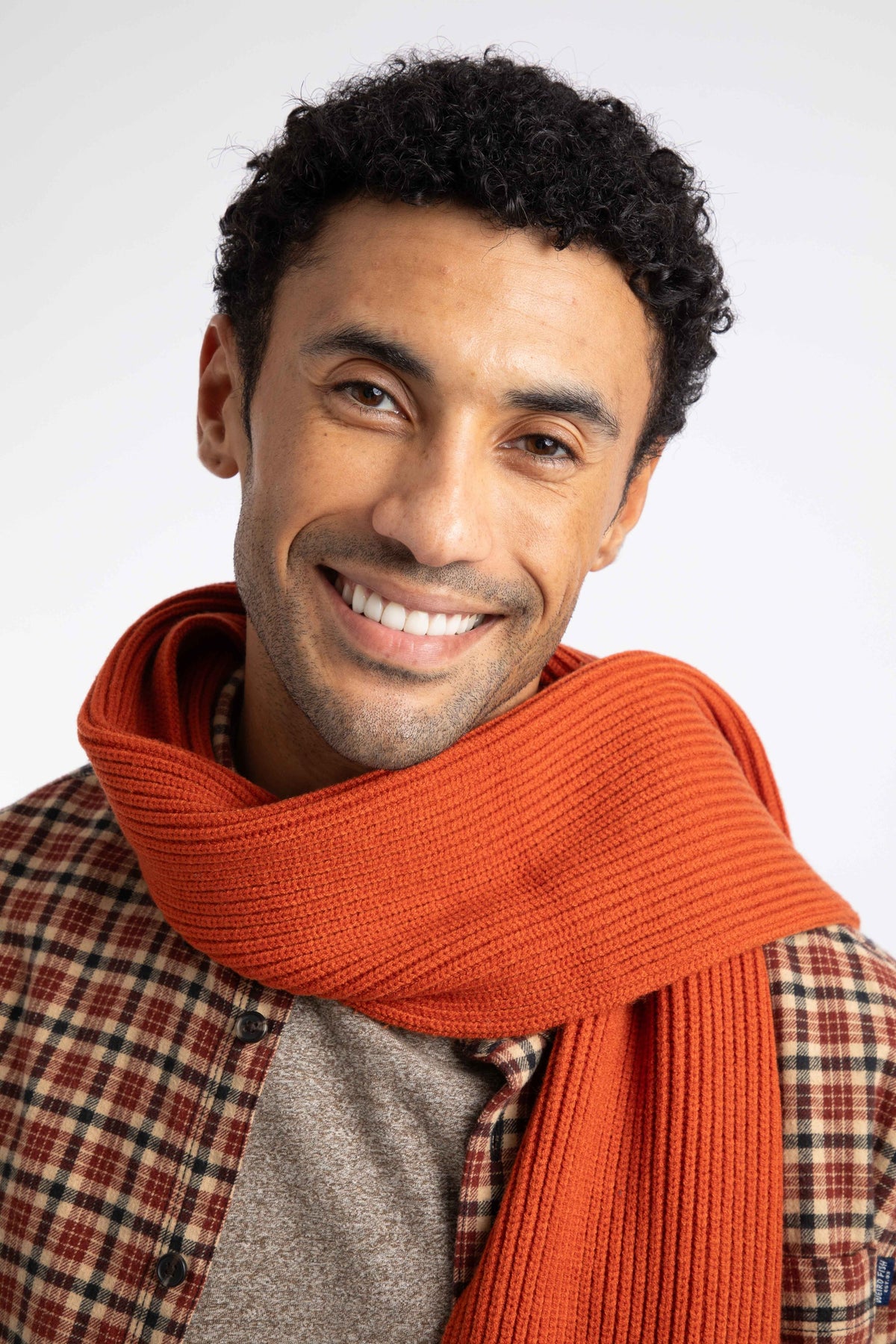 Weird Fish Stornoway Ribbed Scarf in Rust Leaves