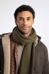 Weird Fish Stornoway Ribbed Scarf in Winter Green