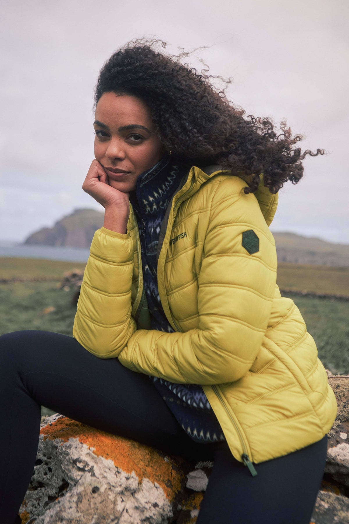 Weird Fish Eshka Lightweight Padded Jacket in Tarragon