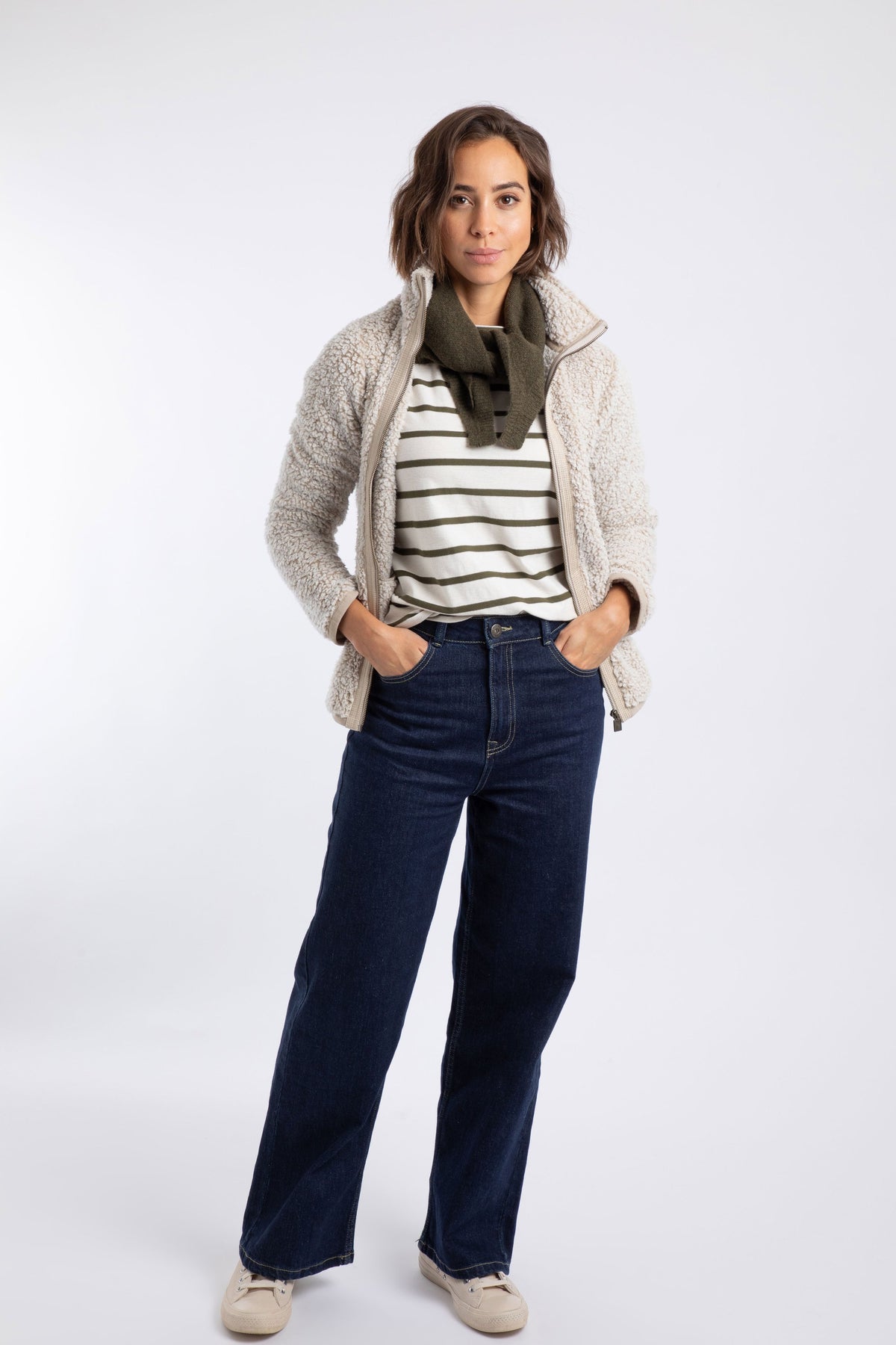 Weird Fish Clove Cosy Full Zip Fleece in Beige