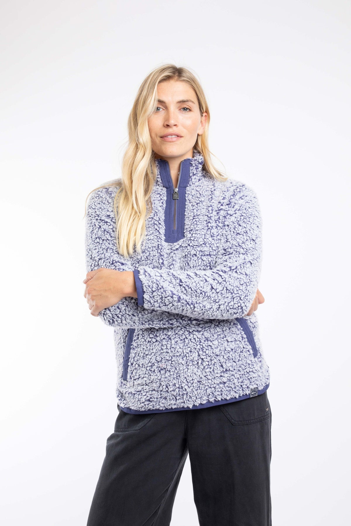 Weird Fish Madi Cosy 1/4 Zip Fleece in Blueberry