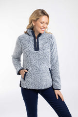 Weird Fish Madi Cosy 1/4 Zip Fleece in Navy