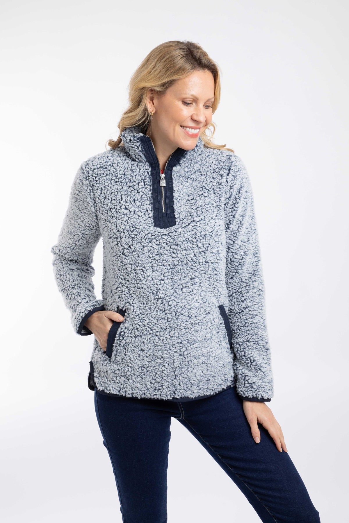 Weird Fish Madi Cosy 1/4 Zip Fleece in Navy