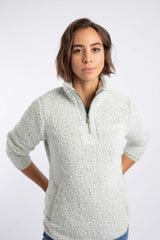 Weird Fish Madi Cosy 1/4 Zip Fleece in Sage