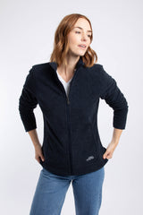 Weird Fish Cheryl Textured Full Zip Fleece in Midnight