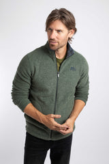 Weird Fish Shires Full Zip Grid Fleece in Beetle Green