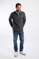 Weird Fish Shires Full Zip Grid Fleece in Washed Black
