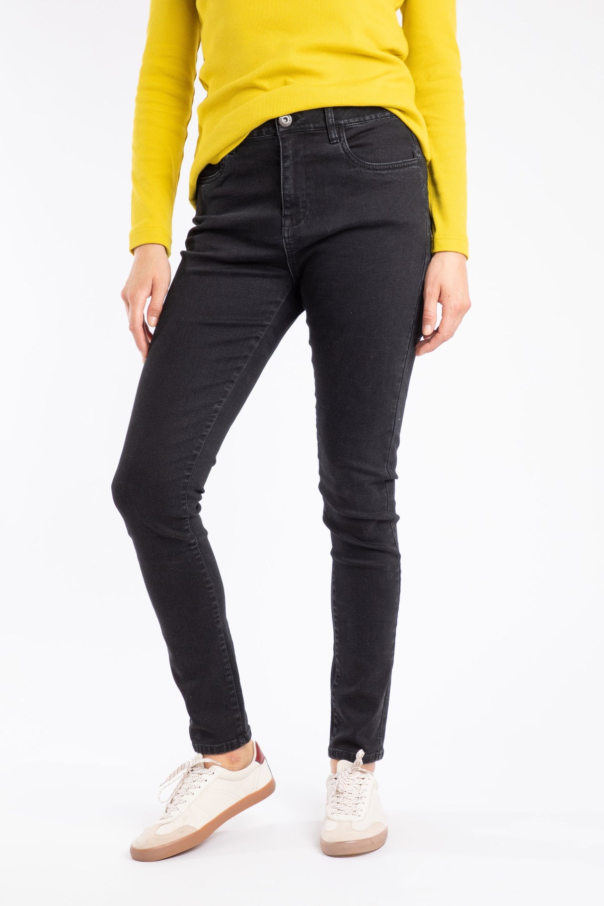 Weird Fish Gerrie Slim Leg Jeans in Washed Black