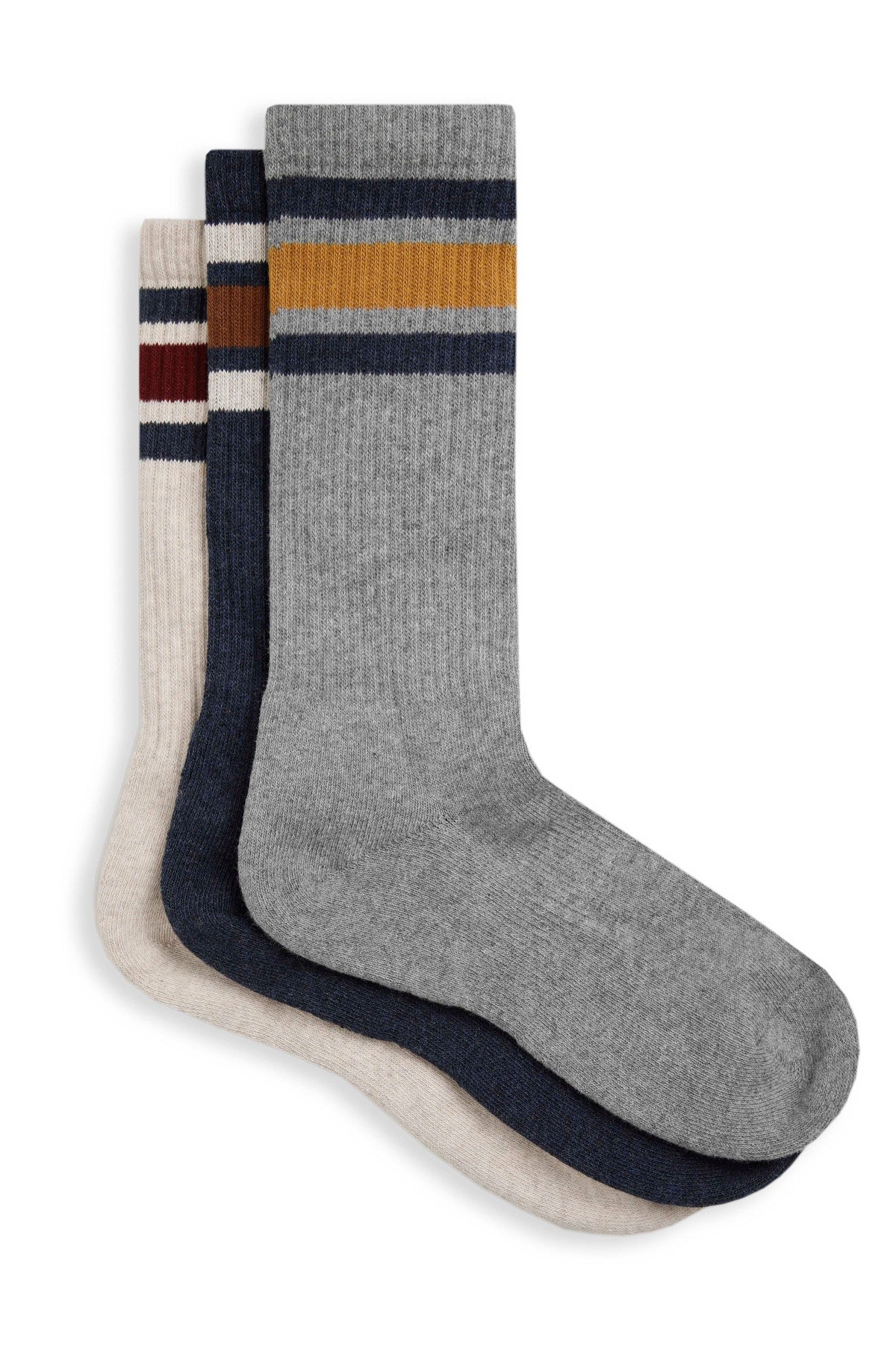 Weird Fish Darwin Ribbed Boot Socks 3 Pack in Navy