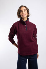 Weird Fish Harriet Funnel Neck Microfleece Jumper in Aubergine