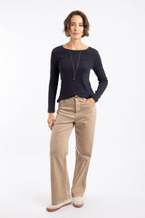 Weird Fish Cora Wide Leg Jeans in Mocha