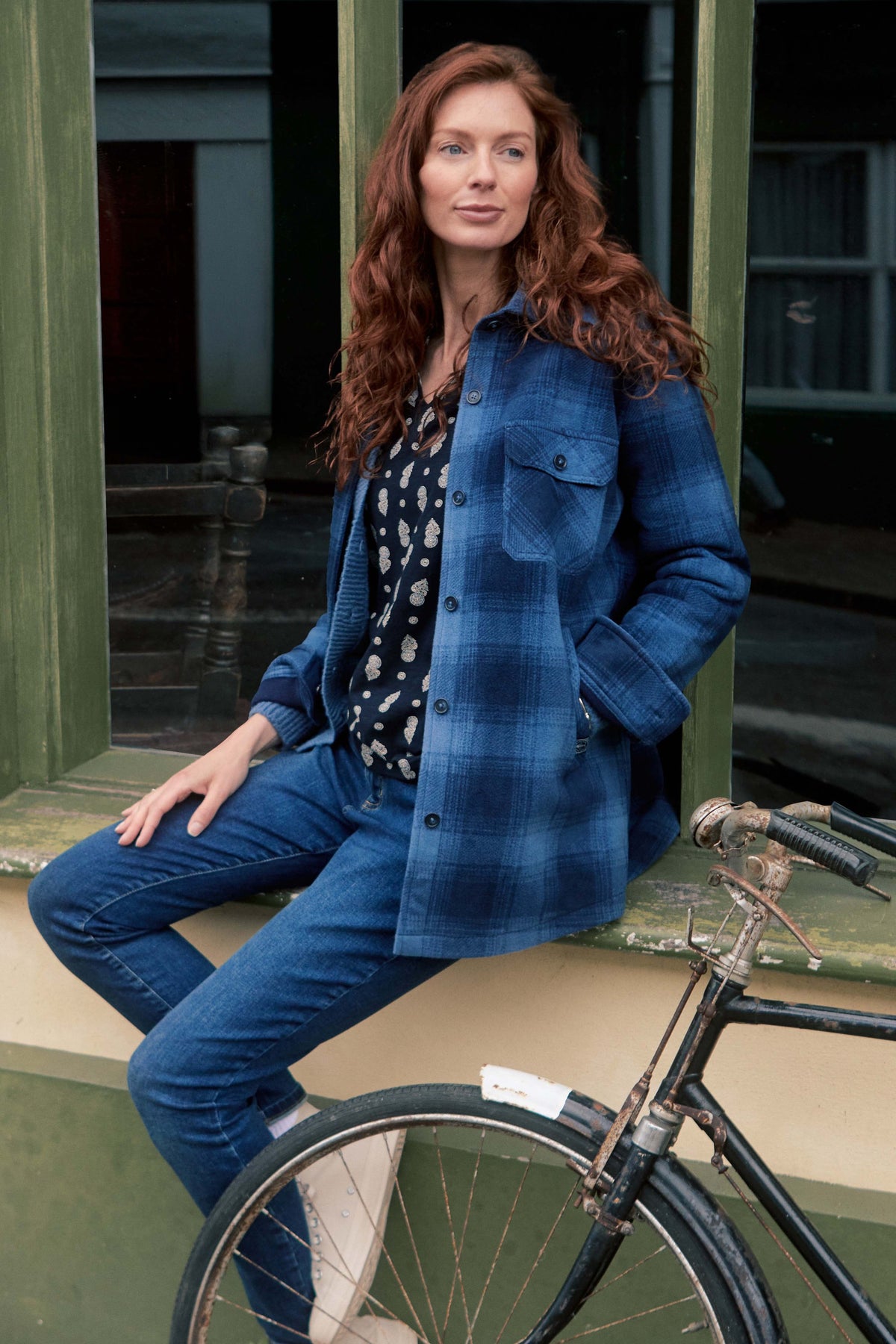 Weird Fish Autumn Check Fleece Shacket in Ash Blue