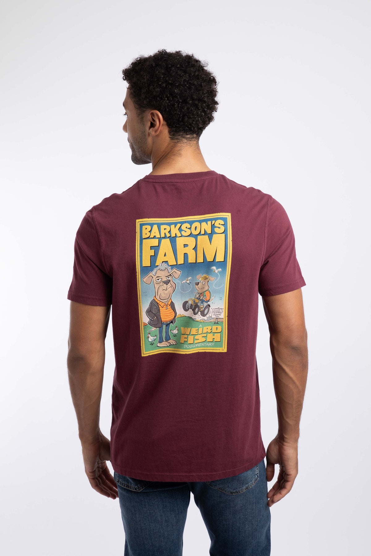 Weird Fish Barkson Farm Back Print Artist T-Shirt in Red Grape