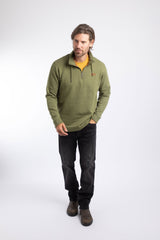 Weird Fish Brampton 1/4 Zip Sweatshirt in Olive Moss