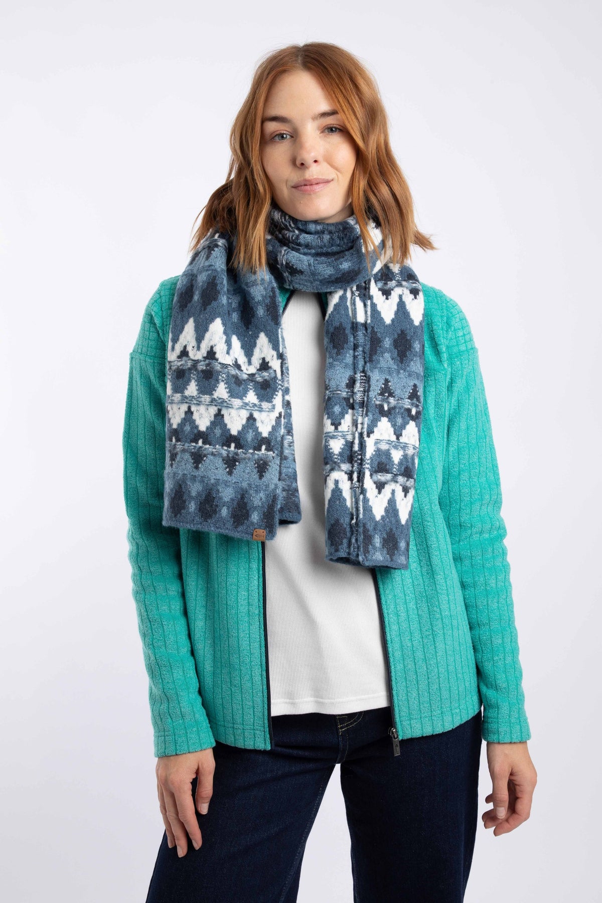 Weird Fish Heathfield Fair Isle Scarf in Ash Blue