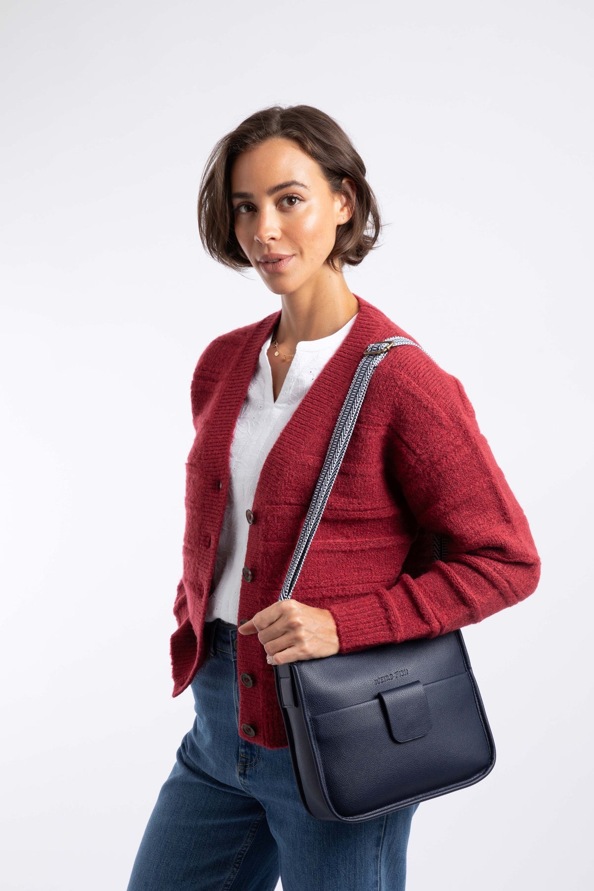 Weird Fish Javana Cross Body Saddle Bag in Navy