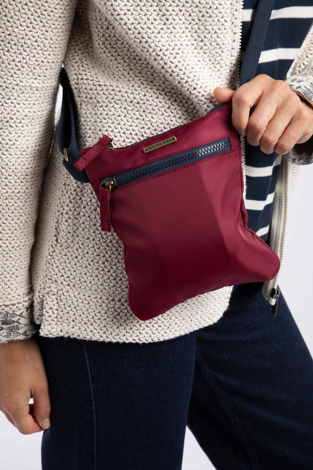 Weird Fish Nisla Crossbody Bag in Red Grape