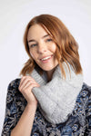 Weird Fish Candy Cable Knitted Faux Fur Lined Snood in Light Grey