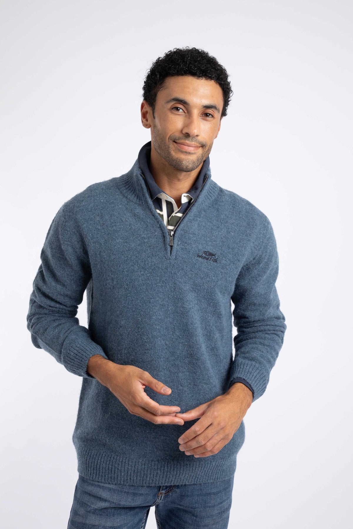 Weird Fish Altwood 1/4 Zip Jumper in Ash Blue