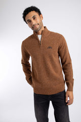Weird Fish Altwood 1/4 Zip Jumper in Birch Brown