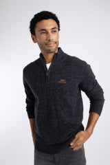 Weird Fish Altwood 1/4 Zip Jumper in Midnight
