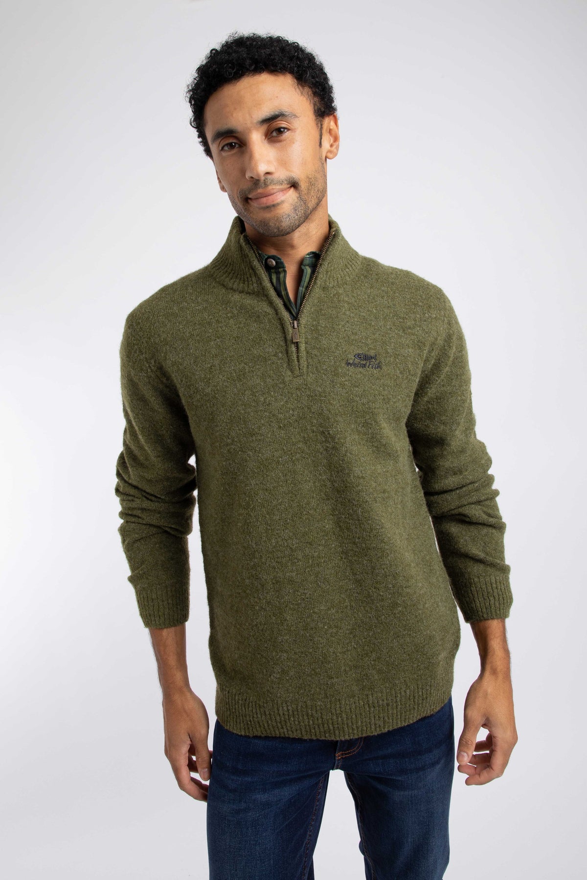 Weird Fish Altwood 1/4 Zip Jumper in Winter Green