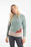 Weird Fish Whiskers Intarsia Knitted Jumper in Sea Mist