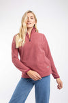 Weird Fish Sarah 1/4 Zip Textured Fleece in Garnet