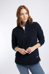 Weird Fish Sarah 1/4 Zip Textured Fleece in Midnight