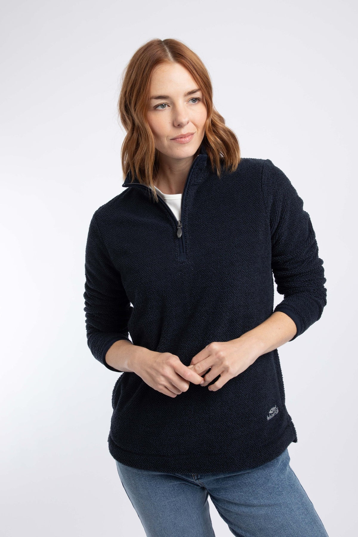 Weird Fish Sarah 1/4 Zip Textured Fleece in Midnight