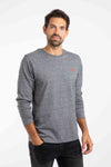 Weird Fish Fins Branded Long Sleeve T-Shirt in Ebony Marl