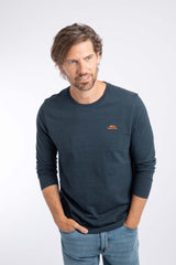 Weird Fish Fins Branded Long Sleeve T-Shirt in Navy